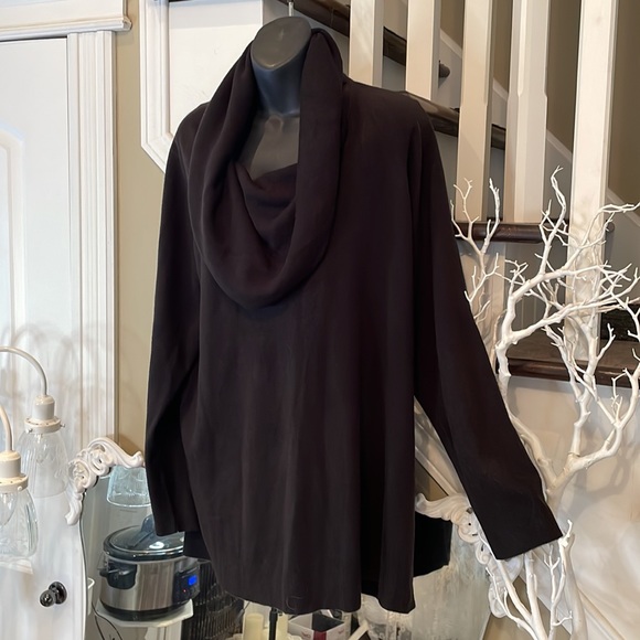 Cowl Neck Solid Deep Black Sweater. The Softest, Gorgeous Drape & Feel. - Picture 10 of 11
